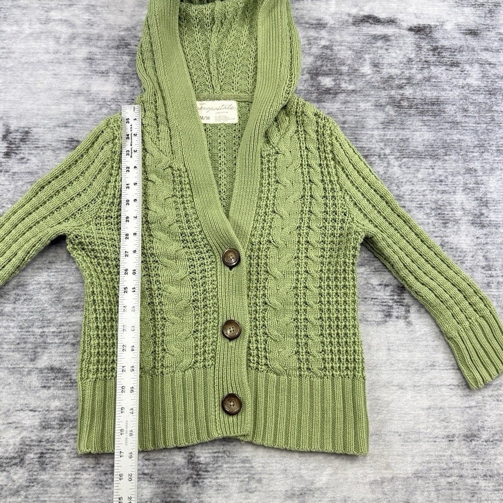 Aeropostale Green Knit Hooded Button Front Sweater Sz M Cropped Y2K Preppy - Picture 6 of 7